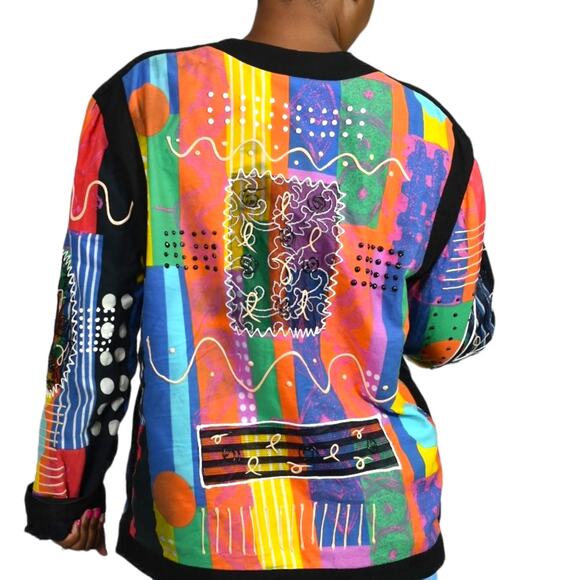 Gene Ewing Bis Jacket Puffy Paint Lace Avant Garde Wearable Art Vintage Medium - Picture 2 of 14